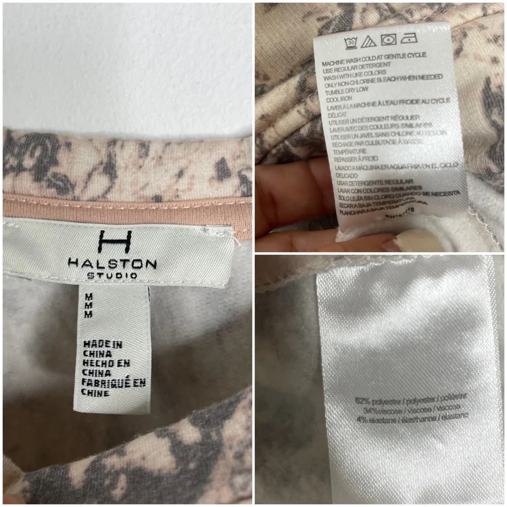 H Halston Studio Sweatshirt & Pants 2Pc Set Blush Marbled Sz M Match Lounge Set